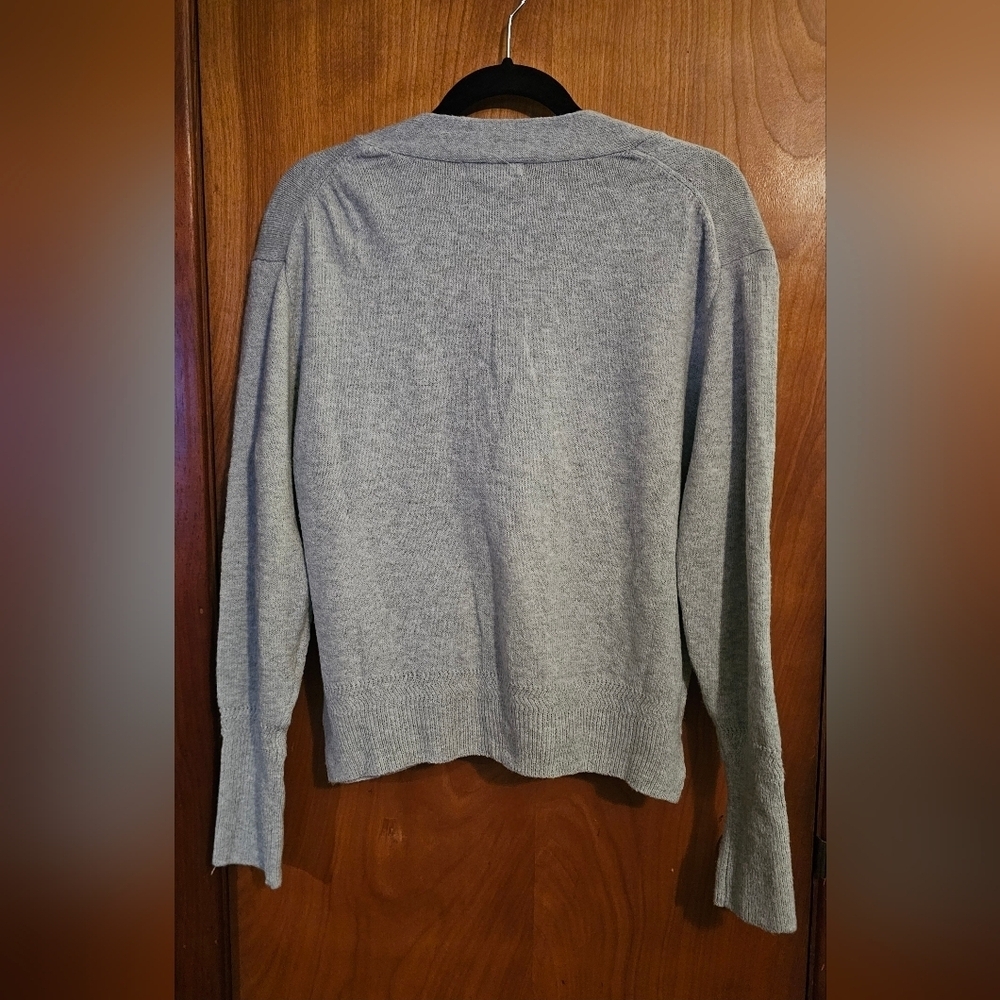 Poof Apparel Gray Button Front Cardigan Sweater, Sz. M - Picture 2 of 4